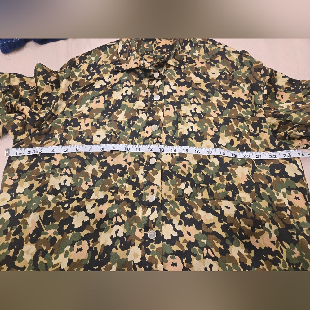 Zara Camouflage Print Blouse - Green, Brown, Black‎ - Picture 9 of 10